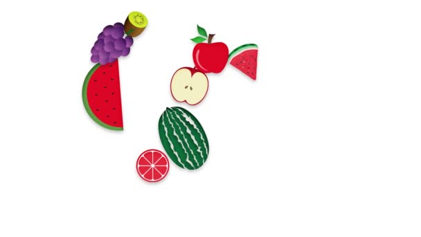 Animation Several Fruits Different Textures Colors — Stok Video