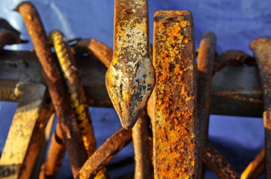 Deniz balıkçılık balıkçılık nesneleri paslı