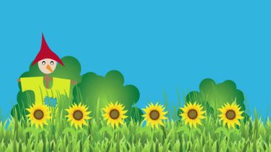 Ayçiçeği ve bir saman adam ile yapılan animasyon