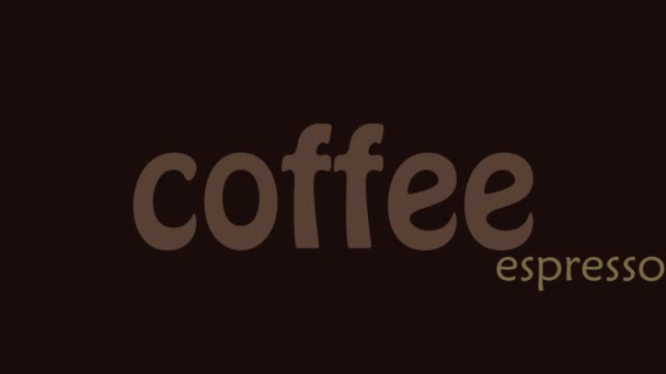Animacja Słów Związanych Kawy — Wideo stockowe