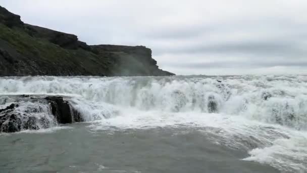 Impozantní Vodopád Gullfoss Islandu — Stock video