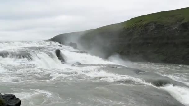 Imposing Gullfoss Waterfall Iceland — kuvapankkivideo