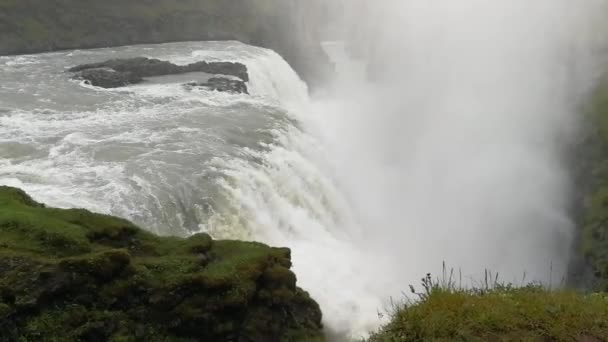 Die Imposanten Gullfoss Wasserfall Island — Stockvideo