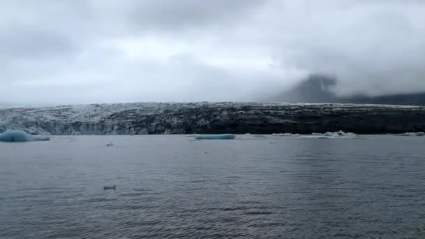 Jokulsarlon 是冰岛的冰川湖泊 Vatnajkull 冰川以南 由黑色沙滩 俯瞰大西洋 — 图库视频影像