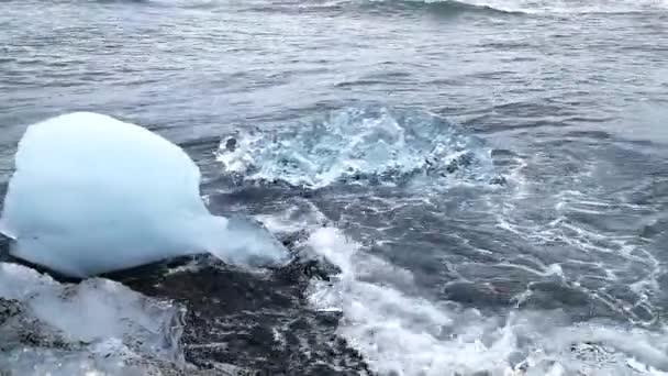 Jokulsarlon Ledovcové Jezero Islandu Nachází Jižně Ledovce Vatnajkull Tím Pláže — Stock video