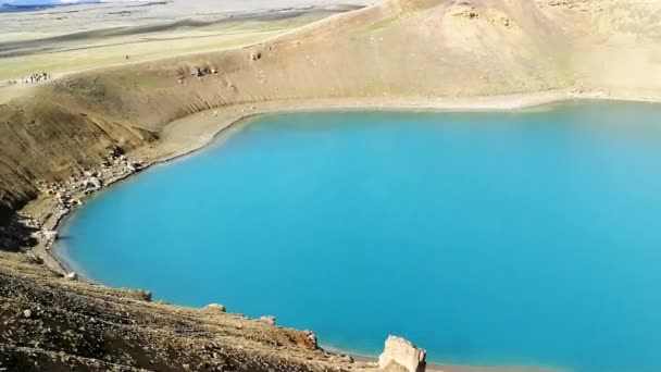 Blauwe Lagune Krater Van Vulkaan Vti Met Meer Dan 300 — Stockvideo