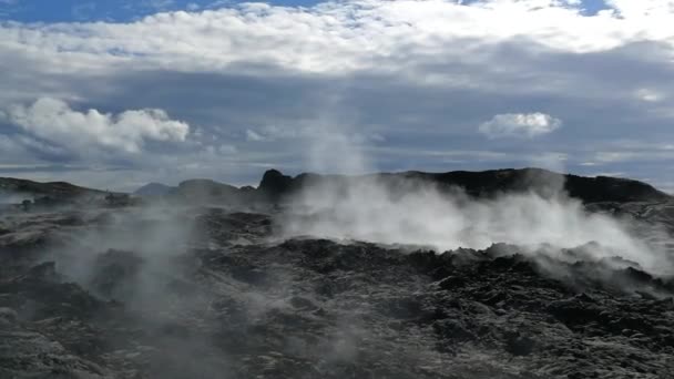 Krafla Sistema Volcánico Con Diámetro Aproximadamente Kilómetros Situada Región Mývatn — Vídeo de stock