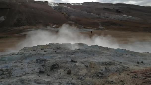 Füstölgő Kén Füst Hverir Krafla Vulkáni Rendszer Izland — Stock videók