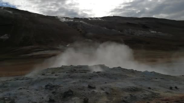 Rauchende Schwefel Dämpfe Hverir Der Krafla Vulkansystem Island — Stockvideo