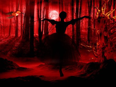 Gerçeküstü kadın dansçı dijital sanat