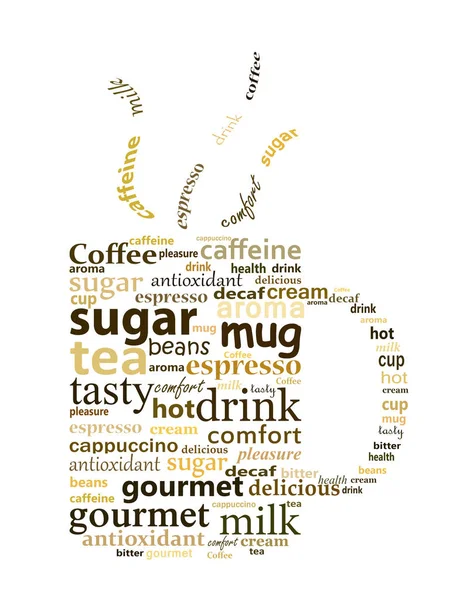 Kahve ile ilişkili kelime ile yapılan illüstrasyon