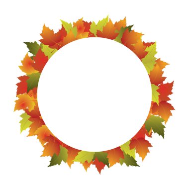 Yaprakları ve sıcak sonbahar renkleri ile illüstrasyon