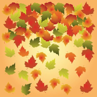 Yaprakları ve sıcak sonbahar renkleri ile illüstrasyon