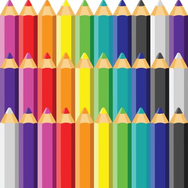 Çeşitli renklerde kalemler ile yapılan illüstrasyon