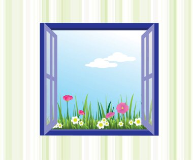 Bir pencere ve bir avluya çizimi