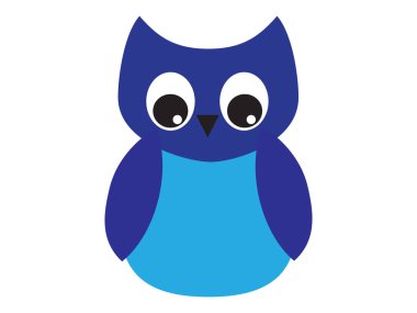 Beyaz arka plan ile mavi baykuş, çizgi film