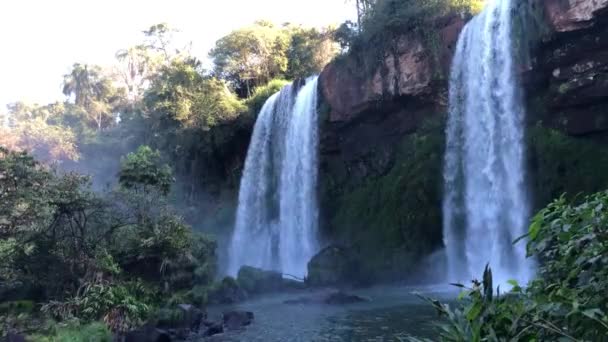 Salto Las Dos Hermanas Cataratas Del Iguazu Argentina — Vídeo de Stock
