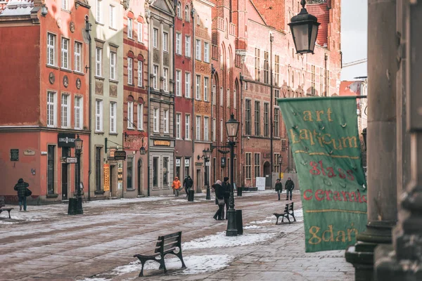 Uzun Lane, Gdansk Old Town, Polonya. Kış 2018.