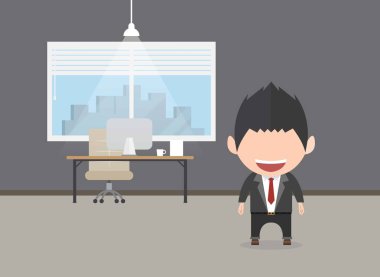 Mutlu yüz işadamı özel hayatı ofis Dengeleme bir kavram. Vektör çizim