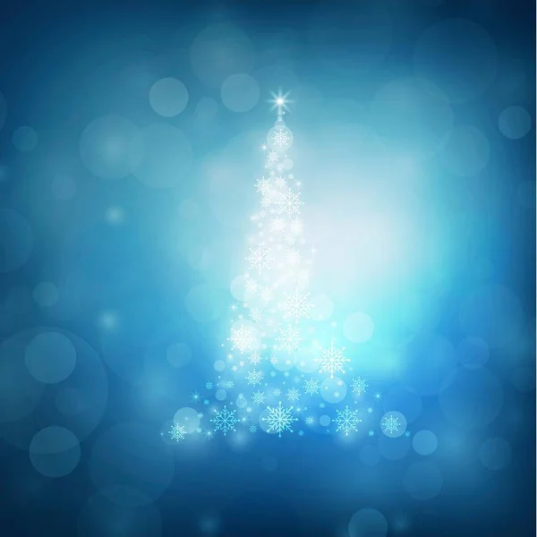 Abstract Kerstmis Bokeh Blauwe Kleur Achtergrond Vectorillustratie — Stockvector