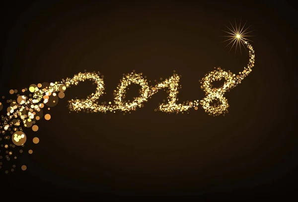 幸せな新しい Year2018 ゴールド カラーの背景 ベクトル図 — ストックベクタ