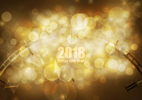 新年あけましておめでとうございます 2018 ゴールド色の背景 ベクトル図 — ストックベクタ