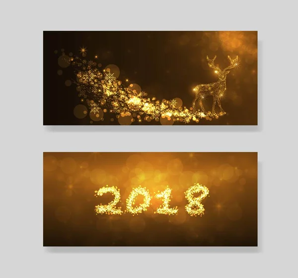 Poster Frohes Neues Jahr Goldene Farbe Hintergrund Vektorillustration — Stockvektor