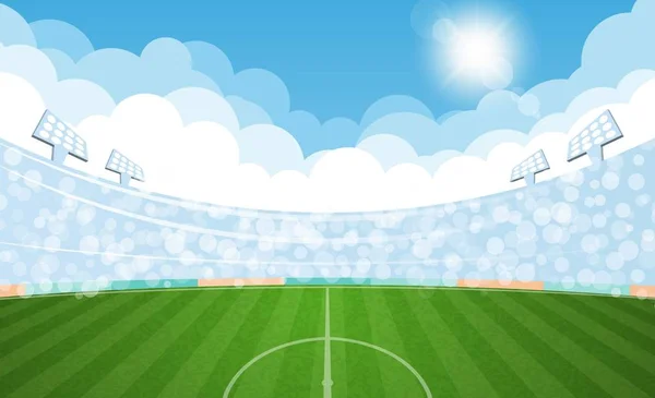 Arena Futball Fények Sun Nappali Vector Design Vektoros Illusztráció — Stock Vector