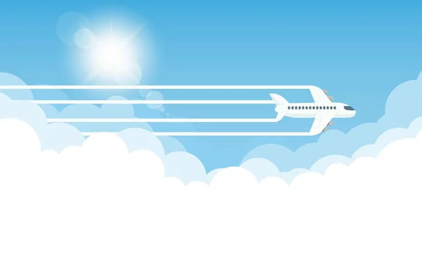 Avion Dans Ciel Soleil Illustration Vectorielle — Image vectorielle