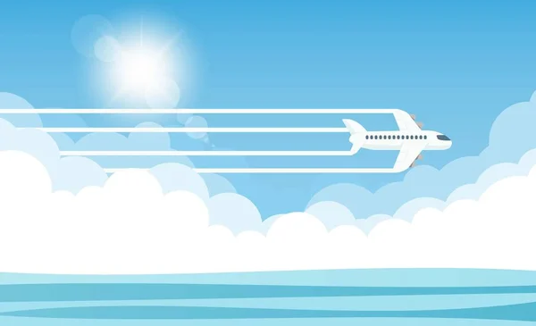 Avion Dans Ciel Soleil Illustration Vectorielle — Image vectorielle