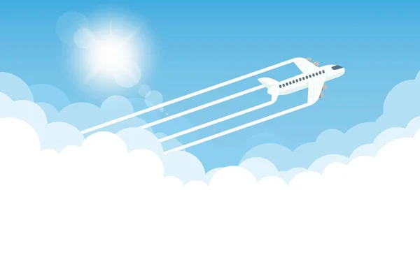 Avion Dans Ciel Soleil Illustration Vectorielle — Image vectorielle