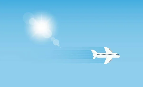 Flygplan Himlen Och Solen Vektorillustration — Stock vektor