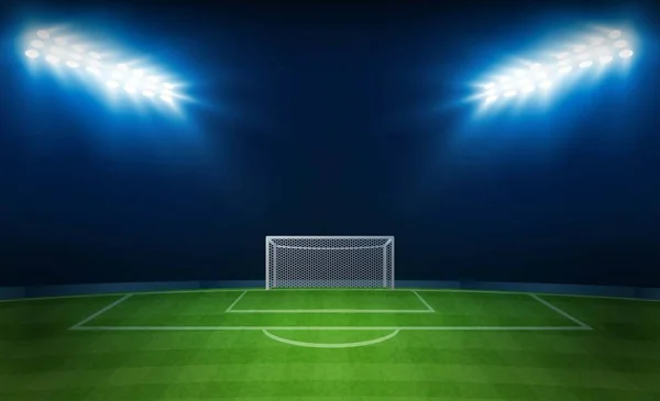 Campo Fútbol Arena Con Luces Estadio Brillante Diseño Vectorial Iluminación — Archivo Imágenes Vectoriales