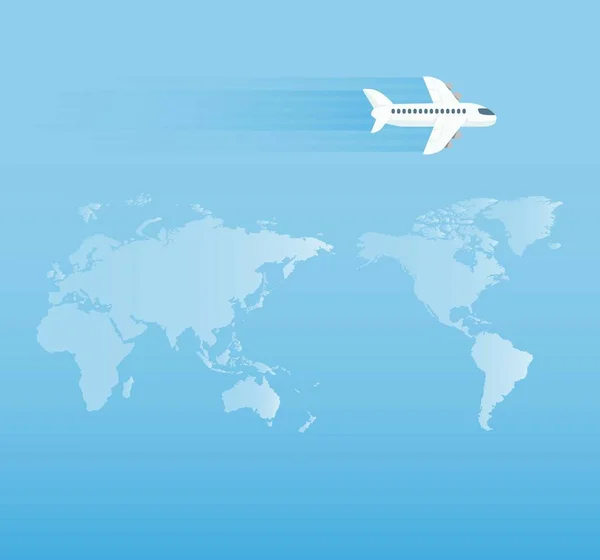 World Travelling Plane Vector Illustration — Stock Vector