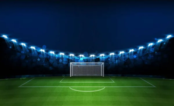 Campo Arena Futebol Com Design Vetor Luzes Estádio Brilhante Iluminação — Vetor de Stock