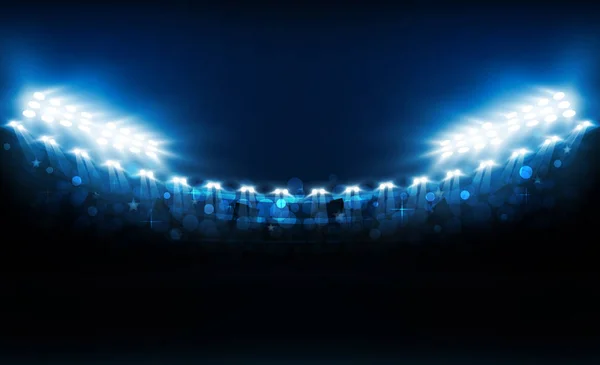 Campo Arena Fútbol Con Luces Brillantes Del Estadio Letras Para — Vector de stock