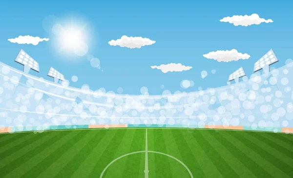 Arena Futball Fények Sun Nappali Vector Design Vektoros Illusztráció — Stock Vector