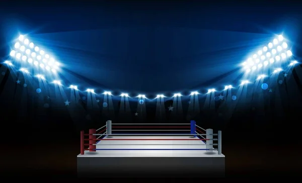 Anneau Boxe Arène Projecteurs Conception Vectorielle Éclairage Vectoriel — Image vectorielle