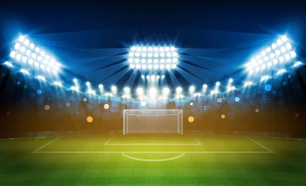 Futbol Arena Alan Parlak Stadyum Işıkları Ile Vektör Tasarım Vektör — Stok Vektör