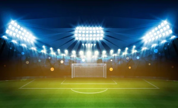 Terrain Football Arène Avec Des Lumières Stade Design Vectoriel Lumineux — Image vectorielle