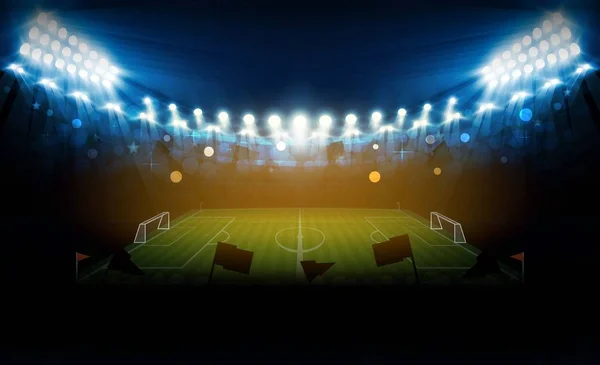 Arena Futball Fényes Stadion Fények Vector Design Vektor Megvilágítás — Stock Vector