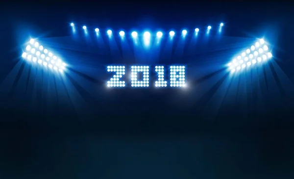 Mutlu Yeni Yıl 2018 Parlak Işıklar Tasarım Vektör Vektör Aydınlatma — Stok Vektör