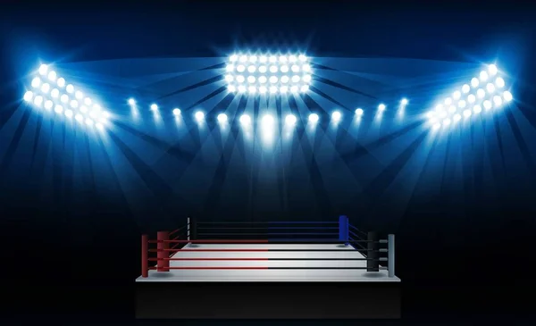 Arena Anillo Boxeo Proyectores Diseño Vectorial Iluminación Vectorial — Archivo Imágenes Vectoriales