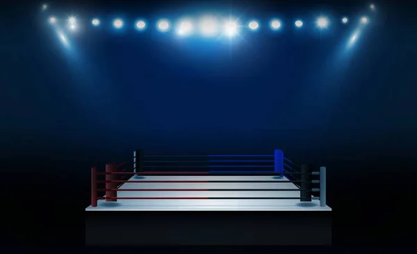 Boxerský Ring Arena Reflektory Vektorový Design Vektor Osvětlení — Stockový vektor