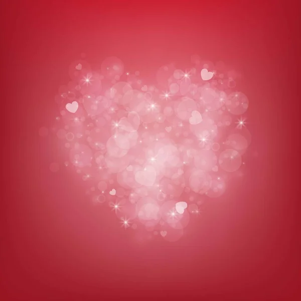 Happy Valentine Day Abstracte Bokeh Harten Rode Kleur Vector Achtergrond — Stockvector