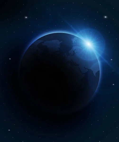 Планета Земля Сходом Сонця Векторна Ілюстрація — стоковий вектор