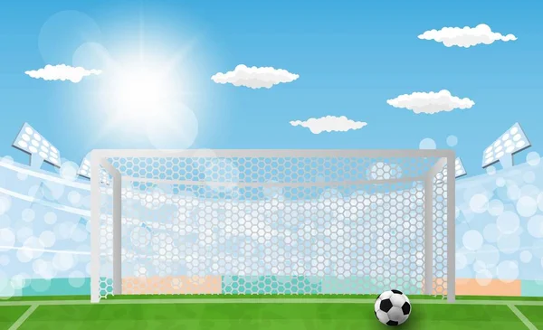 Terrain Football Arène Avec Des Lumières Soleil Conception Vectorielle Jour — Image vectorielle