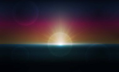 Hayal günbatımı twilight ile soyut ve deniz gökyüzü. vektör çizim