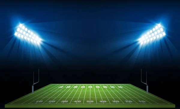 Campo Arena Futebol Americano Com Design Luzes Estádio Brilhante Iluminação —  Vetores de Stock