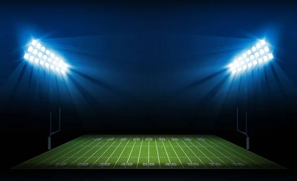 Americký Fotbal Arena Pole Designem Světla Světlé Stadionu Vektor Osvětlení — Stockový vektor